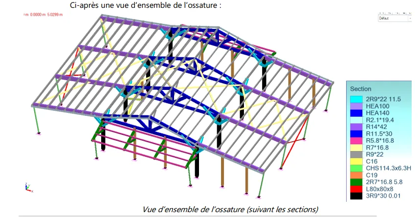 étude structure bois 3D salle de réception du ruisseau